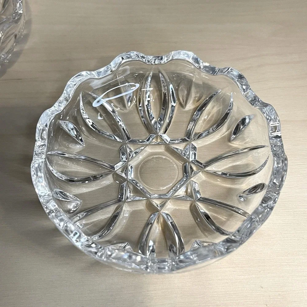 Vintage Royal Crystal Rock Lead Crystal Open Salt Cellars Trinket Dish Set Italy